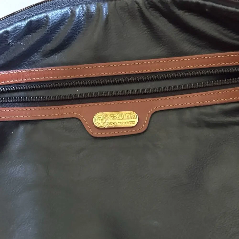 FENDI Authentic vintage (XL) Travel Bag Duffle Bag PVC/Leather Brown/Black
